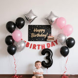 Gender Reveal Pink And Black Balloons Arch Kit,30 Pcs Latex Balloon Birthday Decorations With Black?Pink And Silver Balloons For Women’S Birthday Bridal Wedding Anniversary