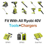 High Capacity Battery Replacement For Ryobi 40V Battery 6.6Ah Compatible With Ryobi 40 Volt Op4040 Op4026 Op4030 Op4060A Lithium Battery