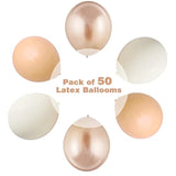 Beige Balloons,12 Inch 50Pcs Cream Balloons Nude Balloons Beige Sand White Balloons Sand Gold Balloons Metallic Gold Balloons With Ribbons For Birthday Baby Shower Wedding Party Decorations