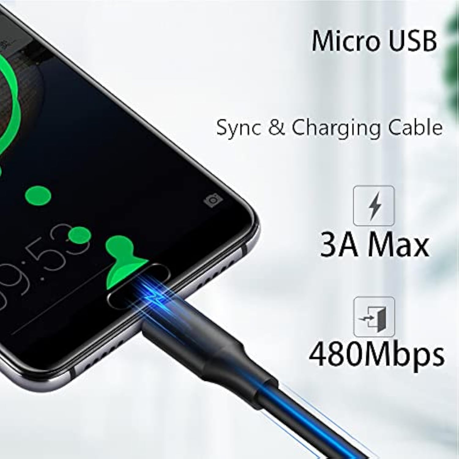 Usb-A To Micro Usb Charging Cable, 480Mbps Data Sync, Usb 2.0 Fast Charger Cord 3.3Ft Compatible With Samsung Lg Sony Moto Nokia Old Android Cellphone Tablets & Mp3 Players And More 1-Pack