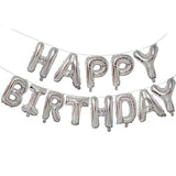 Silver Birthday Balloons Banner – 16" Reusable Foil Letters for Party Decorations