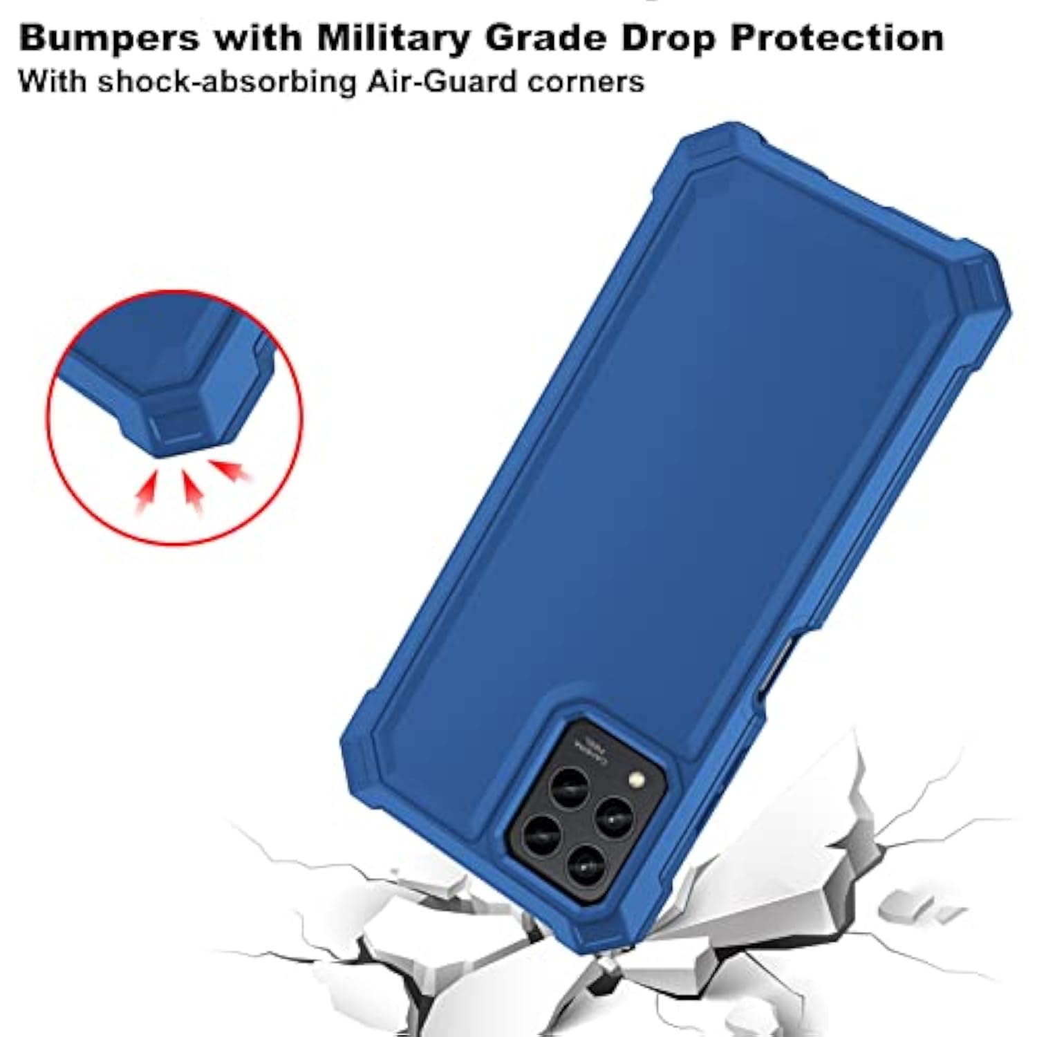 For T-Mobile Revvl 6 Pro 5G Case, Revvl 6X Pro 5G Phone Case With Screen Protector, 2 Layer Protection, Shockproof Corners Tpu Bumper, Heavy Duty Rugged Protective Cover-Blue
