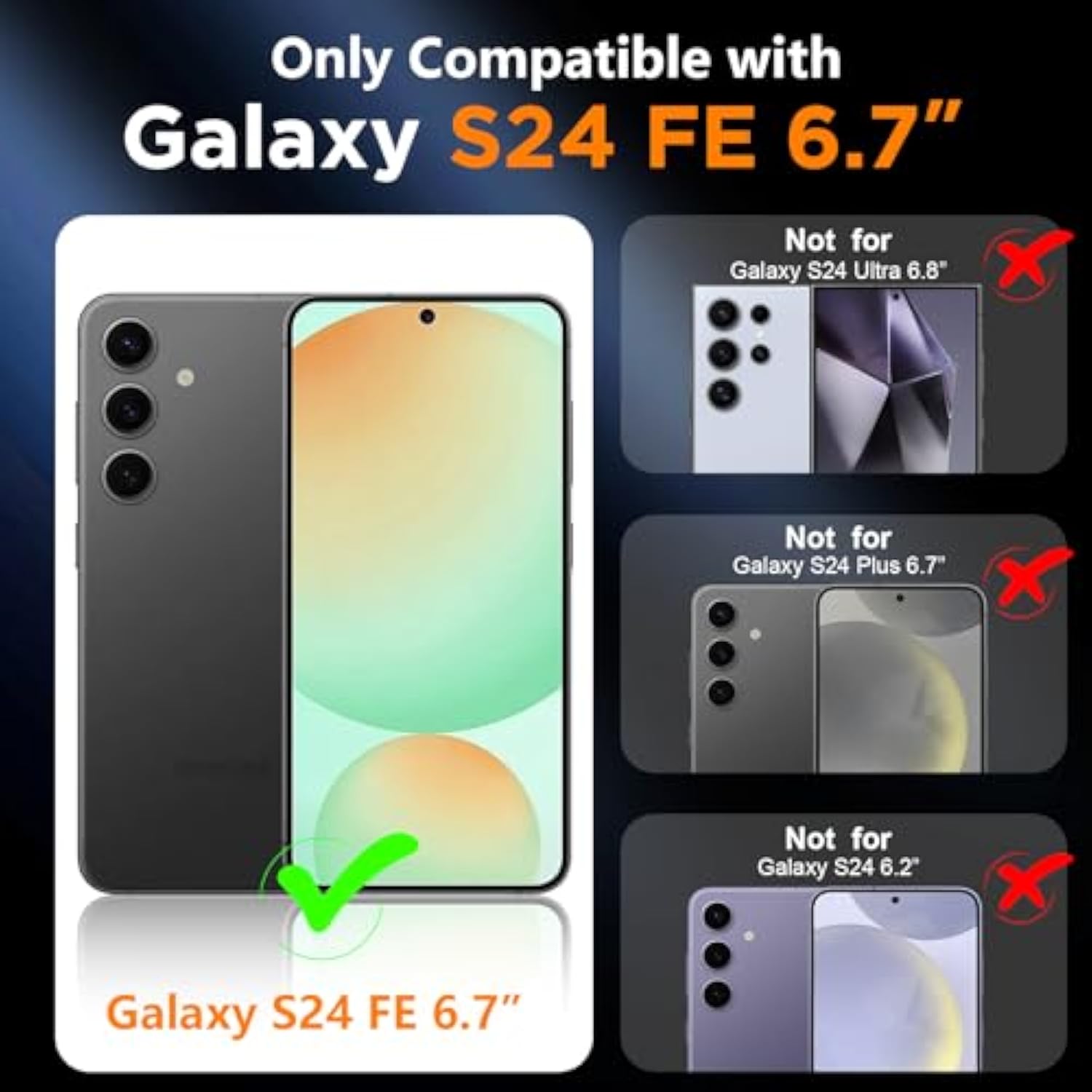 For Samsung Galaxy S24 Fe Case, [Built-In Glass Screen Protector][Compatible With ][Full Body Shockproof][Work With Fingerprint Id] Heavy Duty Protection Phone Case For S24 Fe 6.7"