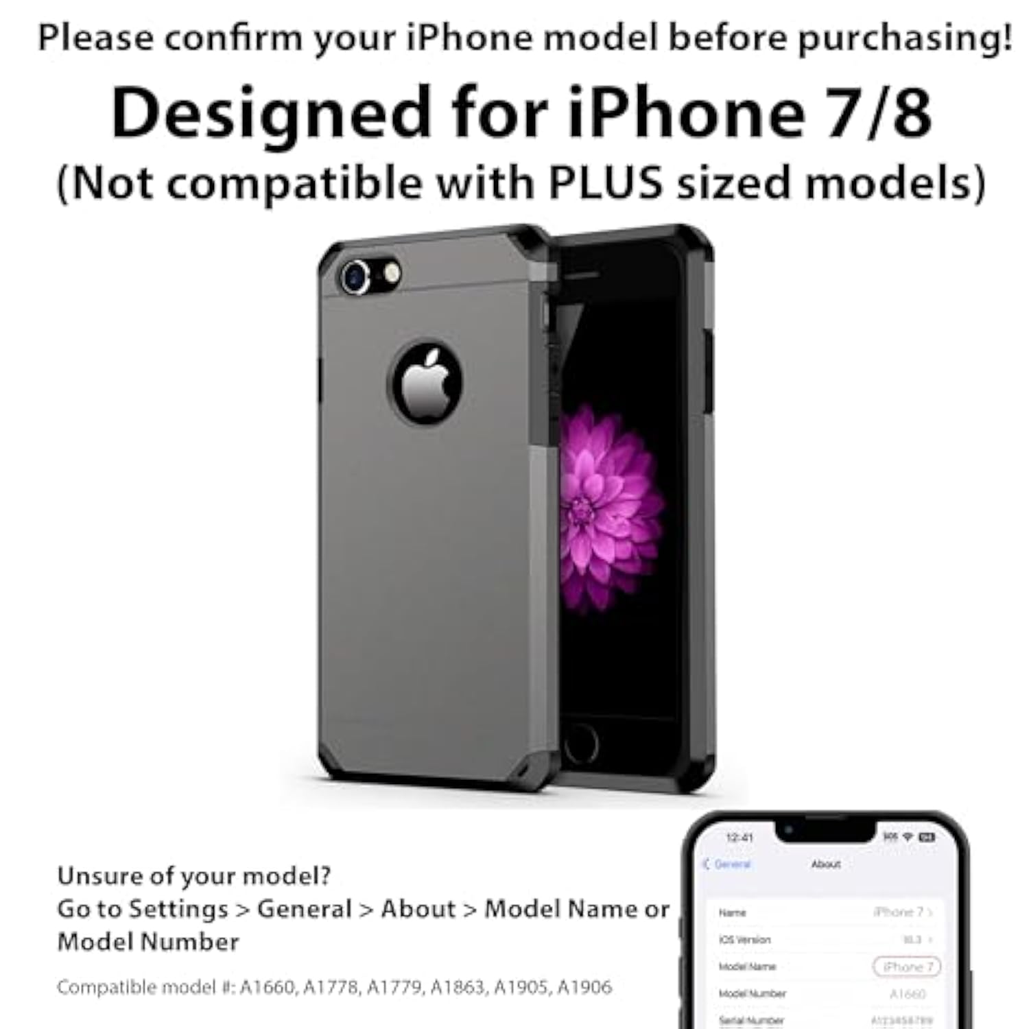 ImpactStrong for iPhone 7 Case/iPhone 8 Case, Heavy Duty Dual Layer Protection Cover (Gun Metal)