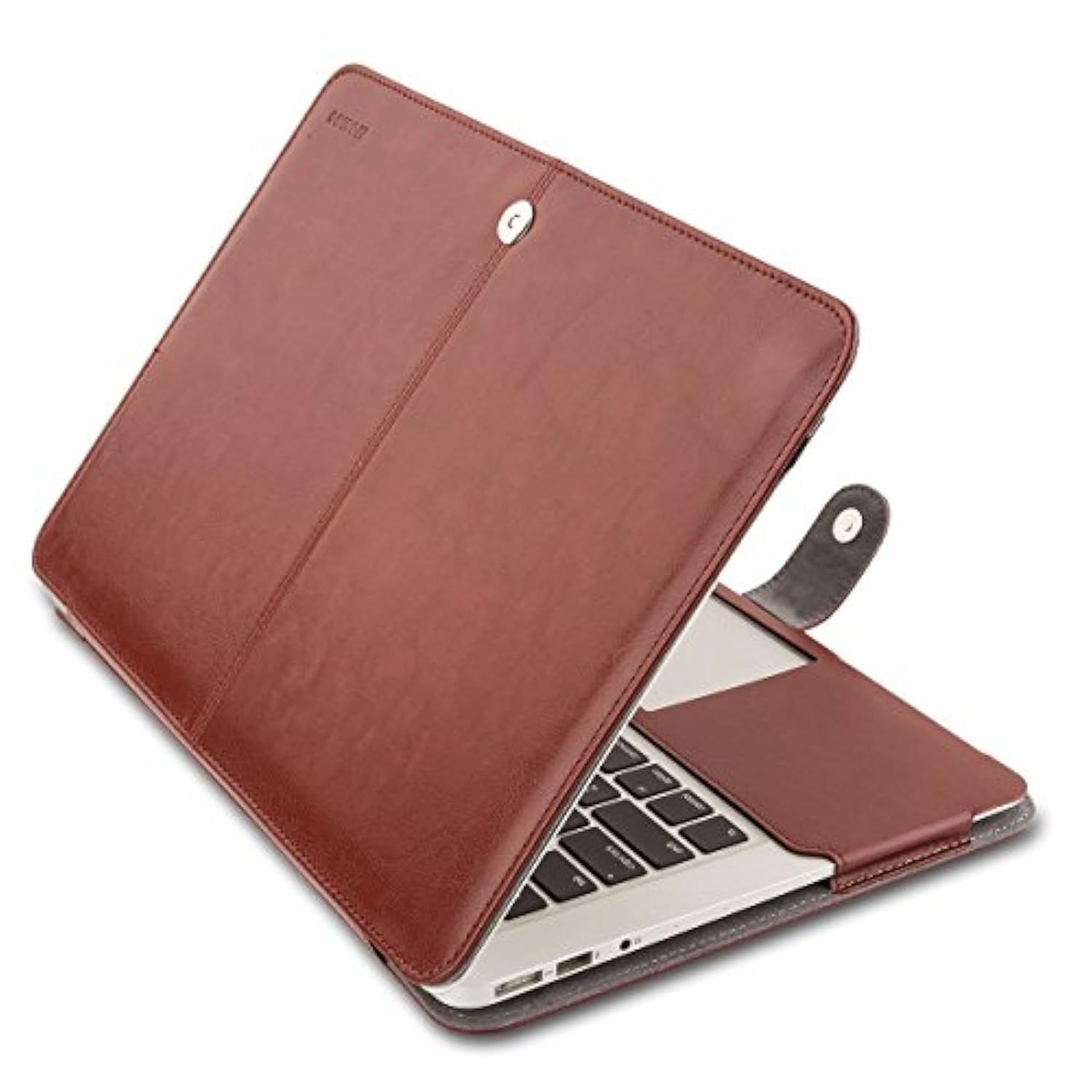 MOSISO PU Leather Case Compatible with MacBook Air 11 inch Case A1370 A1465, Portfolio Protective Stand Cover Sleeve, Brown