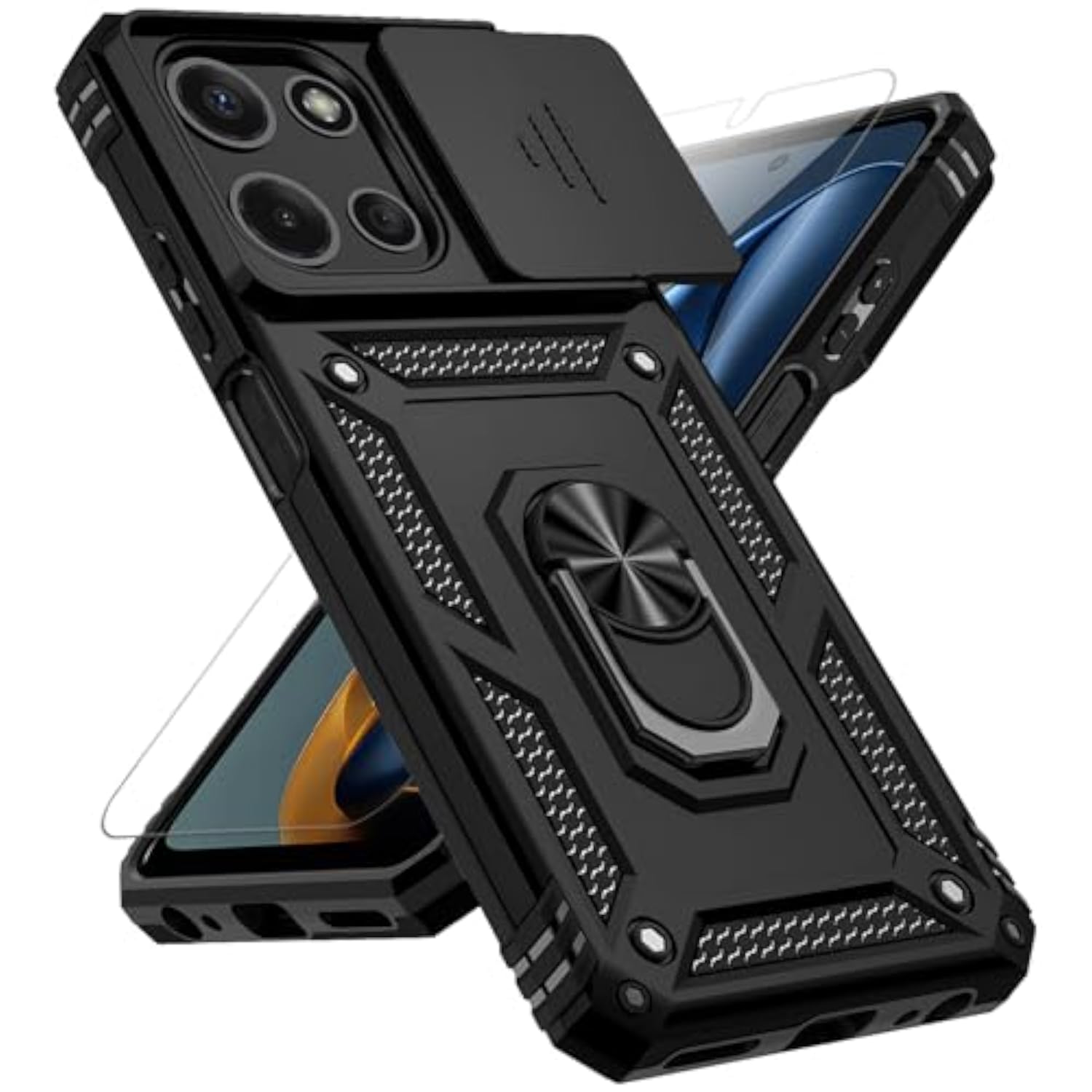 Motorola Moto G 2025 / Moto G 2026 / Moto G Play 2026 Dual Layer Case with Slide Camera Cover and HD Screen Protector