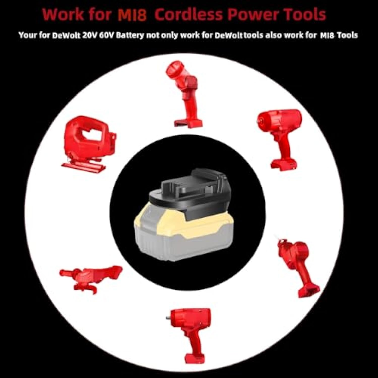 For Dewalt To For Milwaukee 18V Battery Adapter (For Dewalt 20V Battery To For M18 Tools)