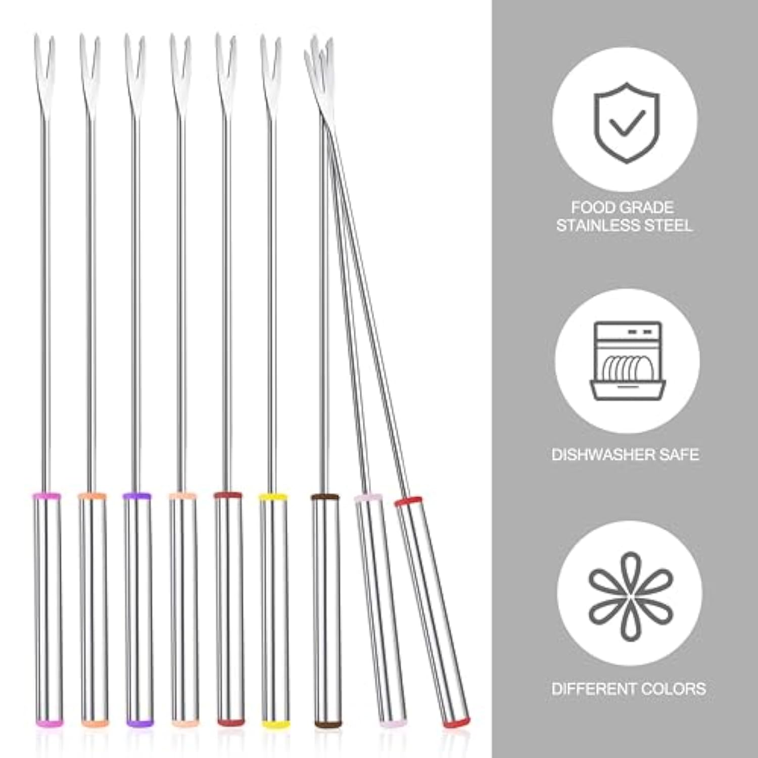 15Pcs 9.6 Inch Fondue Sticks Stainless Steel Forks With Heat Resistant Handle For Roast Meat Chocolate Dessert Cheese Marshmallows