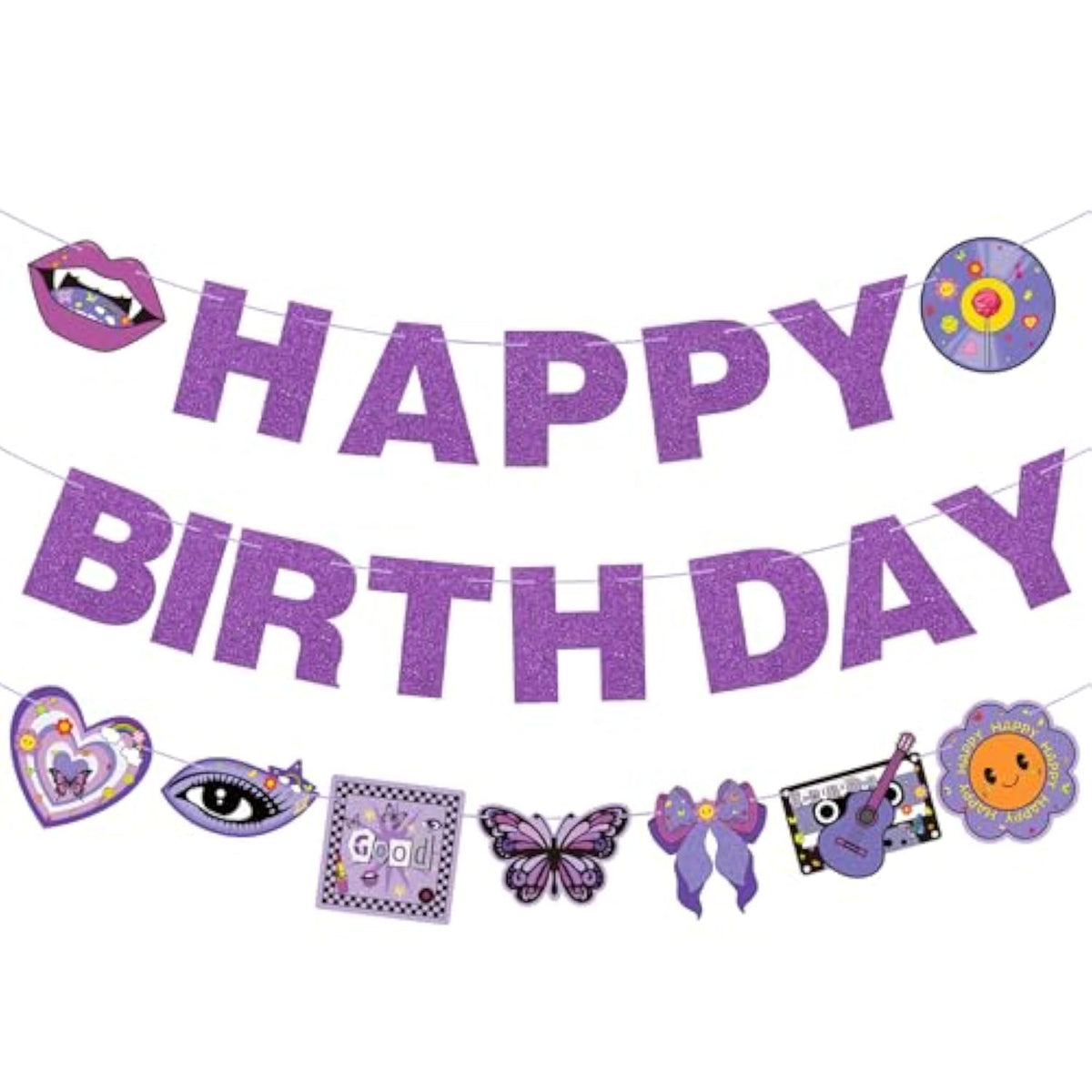 3 Pcs Pop Singer Birthday Party Banner Purple Butterfly Party Decorations For Concert Party Decorations Music Fans Party Supplies