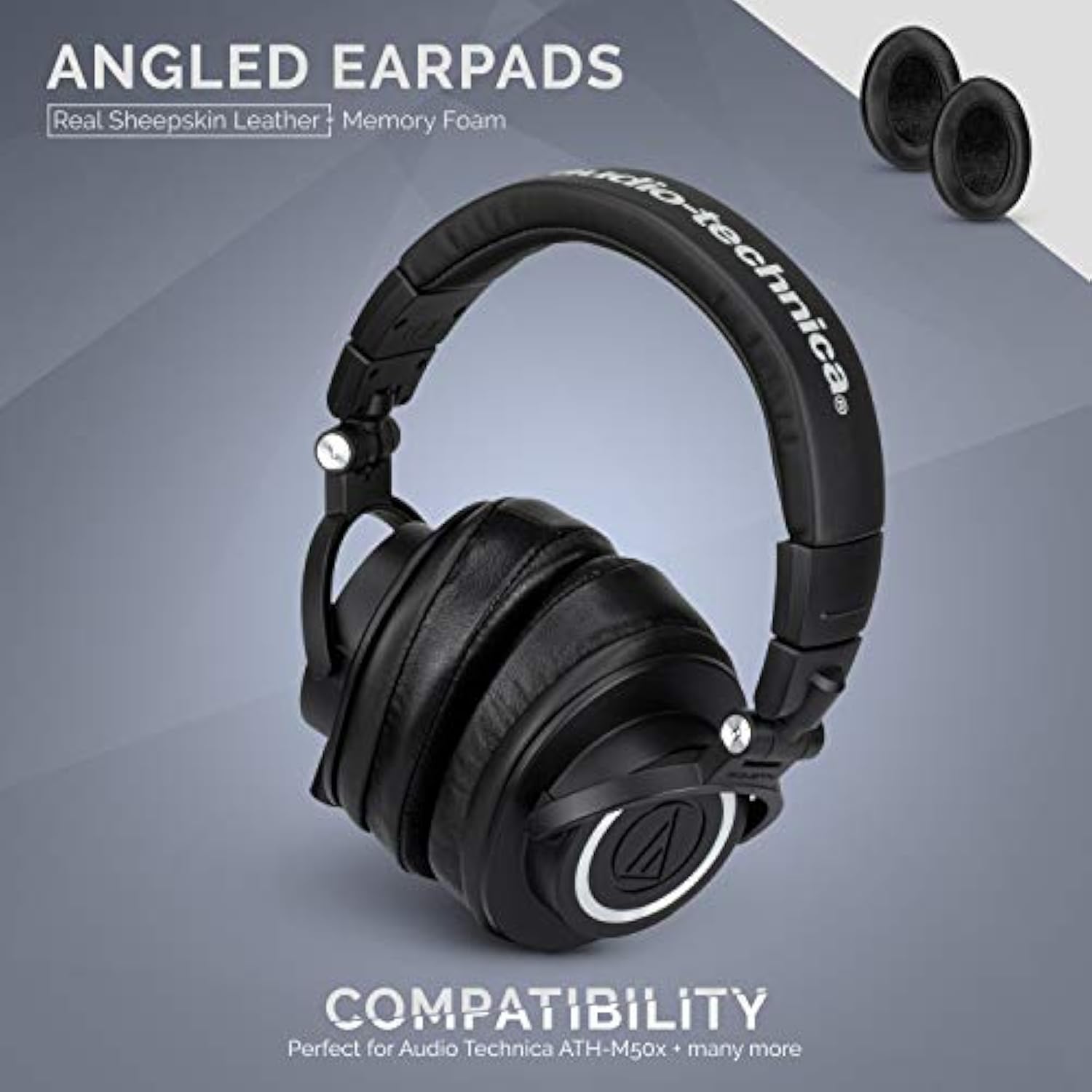 Brainwavz Sheepskin Leather Angled Memory Foam Earpad - Suitable for Large Over The Ear Headphones - AKG, HifiMan, ATH, Philips, Fostex