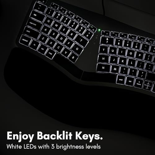 Wired Ergonomic Keyboard For Mac - Compatible Backlit Apple Keyboard With Wrist Rest (Curved For Comfort) For Macbook Pro/Air, Imac, Mac Mini