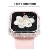2-Pack Full Diamonds Bling Cases for Apple Watch Case 40mm Women, Fully Paved Diamonds Protective Bumper for iWatch SE Series 6 5 4 40mm, Gold/Clear