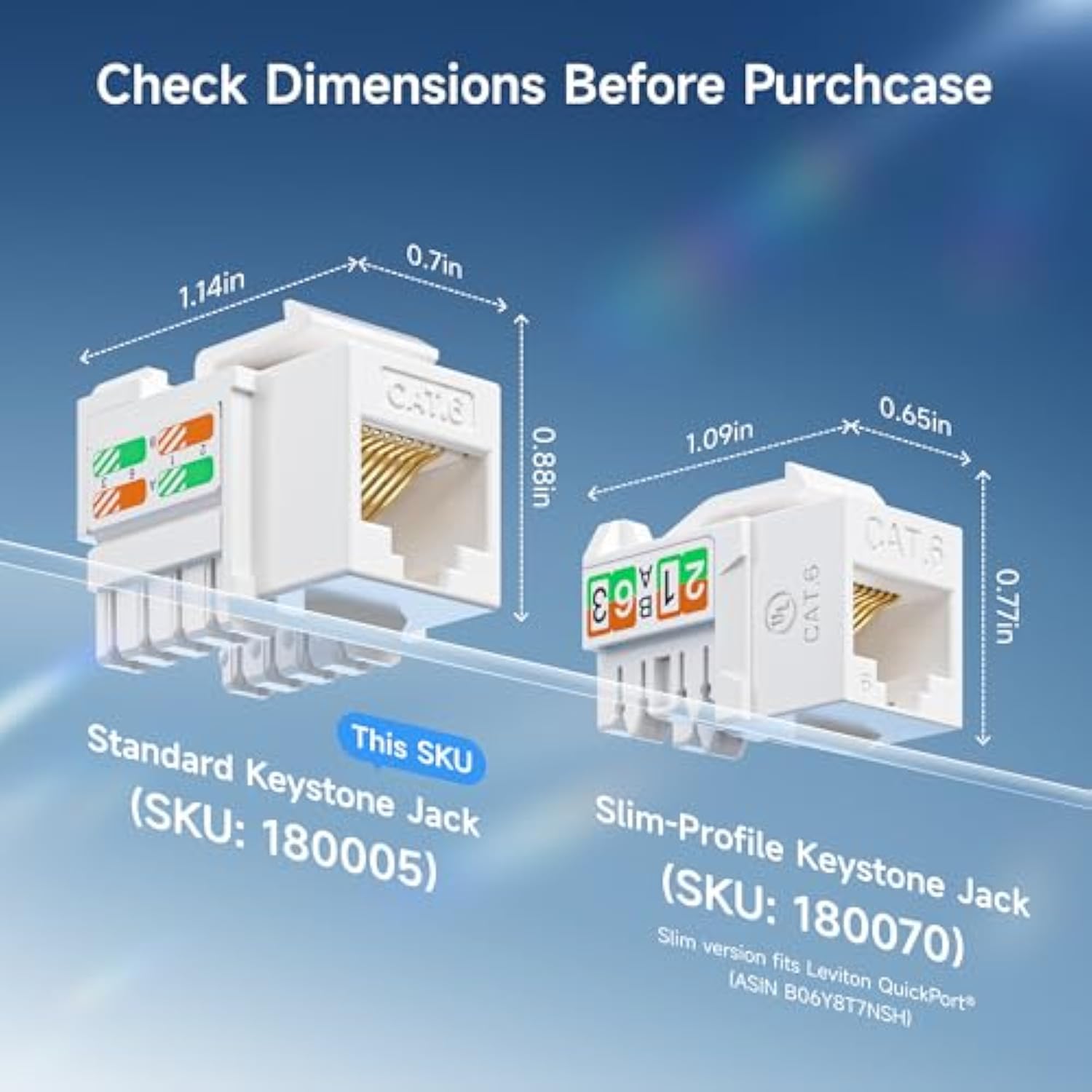Cable Matters UL Listed 25-Pack RJ45 Keystone Jack in White and Keystone Punch