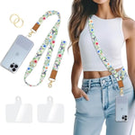 Phone Lanyard Crossbody Wrist Strap, Bird Cell Phone Lanyards For Around The Neck Wristlet Shoulder, Adjustable Flower Floral Strap For Car Keys Keychain Wallet Id Badge
