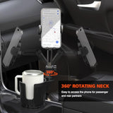 Newlest 2 In 1 Phone Mount For Car Cup Holder With Adjustable Base, Phone Holders For Car Cupholder, No Shaking 360° Flexible Neck Phone Mount For All 4-7” Smartphones, Cup Holder For Most Bottles