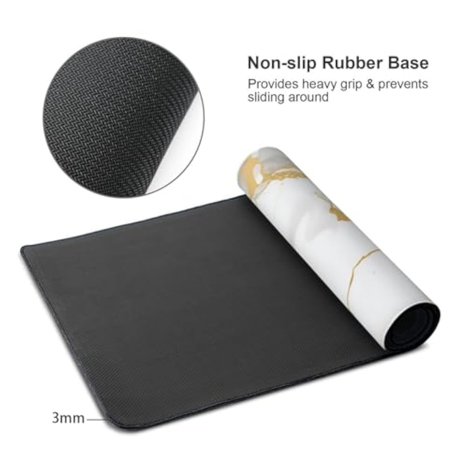 White Gold Marble Large Mouse Pad Non-Slip Desk Mat For Keyboard And Mouse Waterproof Gaming Mousepad Desk Pad Computer Accessories For Home Office 15.7X35.4Inch