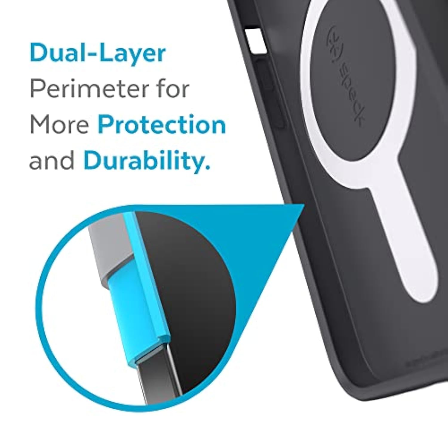 Speck iPhone 13 Pro Case - Drop Protection & Scratch Resistant, Built for MagSafe Case for iPhone13 Pro - Slim Design with Soft Touch Coating - Black, Slate Grey CandyShell Pro