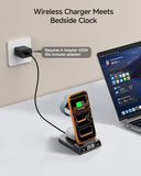 Fitbit Charger Stand for Fitbit Versa 4/3/Sense 2/1/Ace LTE, 3 in 1 Wireless Charging Station for iPhone Air/17/16/15/14, for  S25/S24/S23,