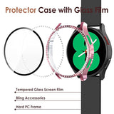 5Pack Screen Protector Compatible With Samsung Galaxy Watch 4 (44Mm) Smartwatch Only, Bling Hard Pc Case Built-In Glass Screen Protector, Women Men Gold/Pink/Black/Silver/Clear