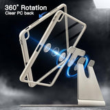 Jetech Rotating Case For Air 13-Inch M3/M2 (2025/2024) With Pencil Holder, 360 Degree Rotation Protective Stand Cover Clear Back, Auto Wake/Sleep (Starlight)
