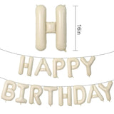 Happy Birthday Balloons Banner Beige,16 Inch Cream White Foil Letters Birthday Sign Banner Bunting For Boys Girls Men Women Birthday Party Supplies Decorations