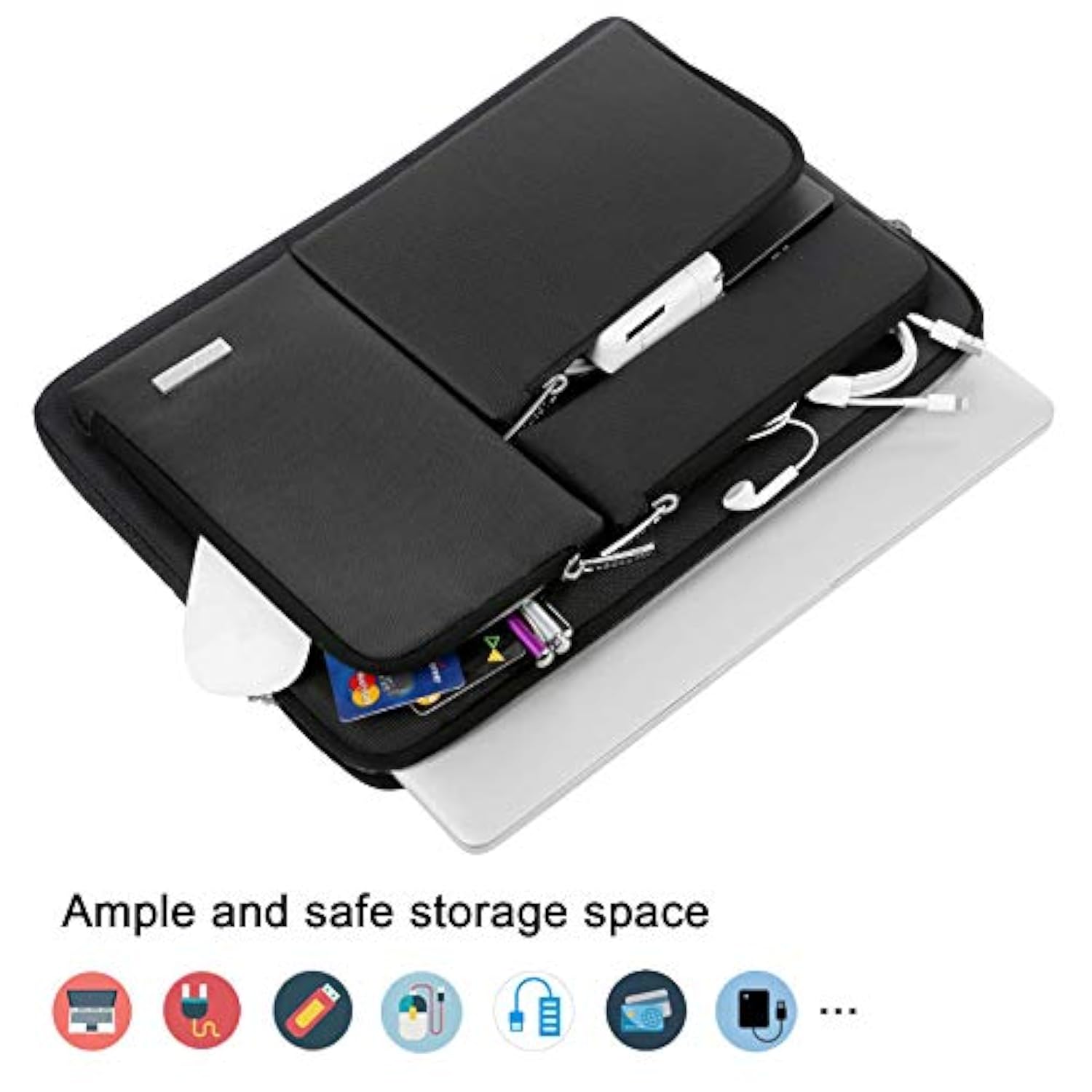 360° Protective Laptop Sleeve Case For 15.6 Inch Acer Aspire 5, E 15, Predator Helios 300, Flagship/Asus Vivobook 15 / Dell Inspiron 15 / Lenovo Ideapad 330 / Pavilion 15, Computer Bag, Black