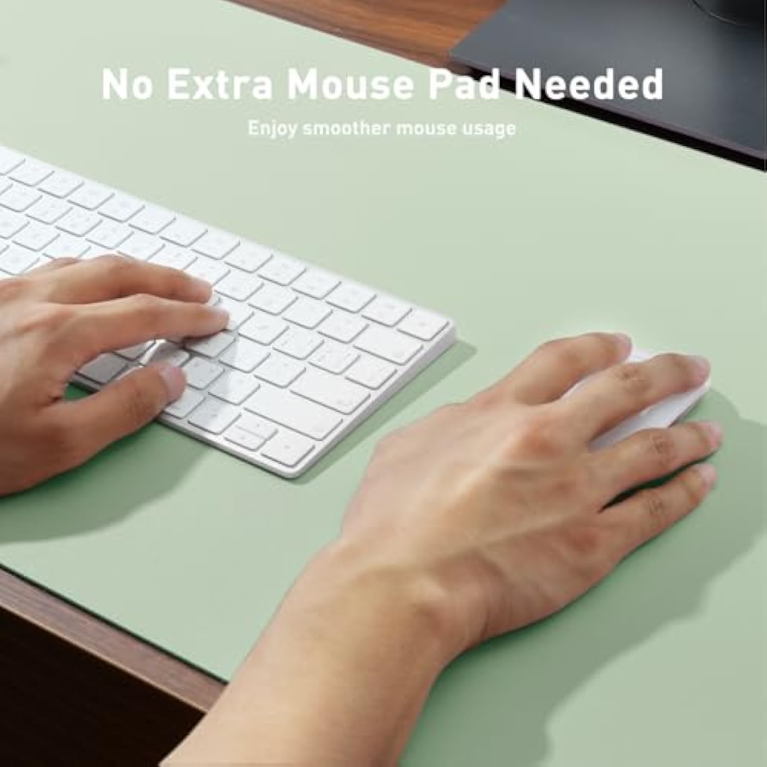 Large Pu Leather Desk Pad Protector - Non-Slip Mouse Pad & Writing Mat For Office/Home, Waterproof, Easy To Clean (48" X 17",Aqua)