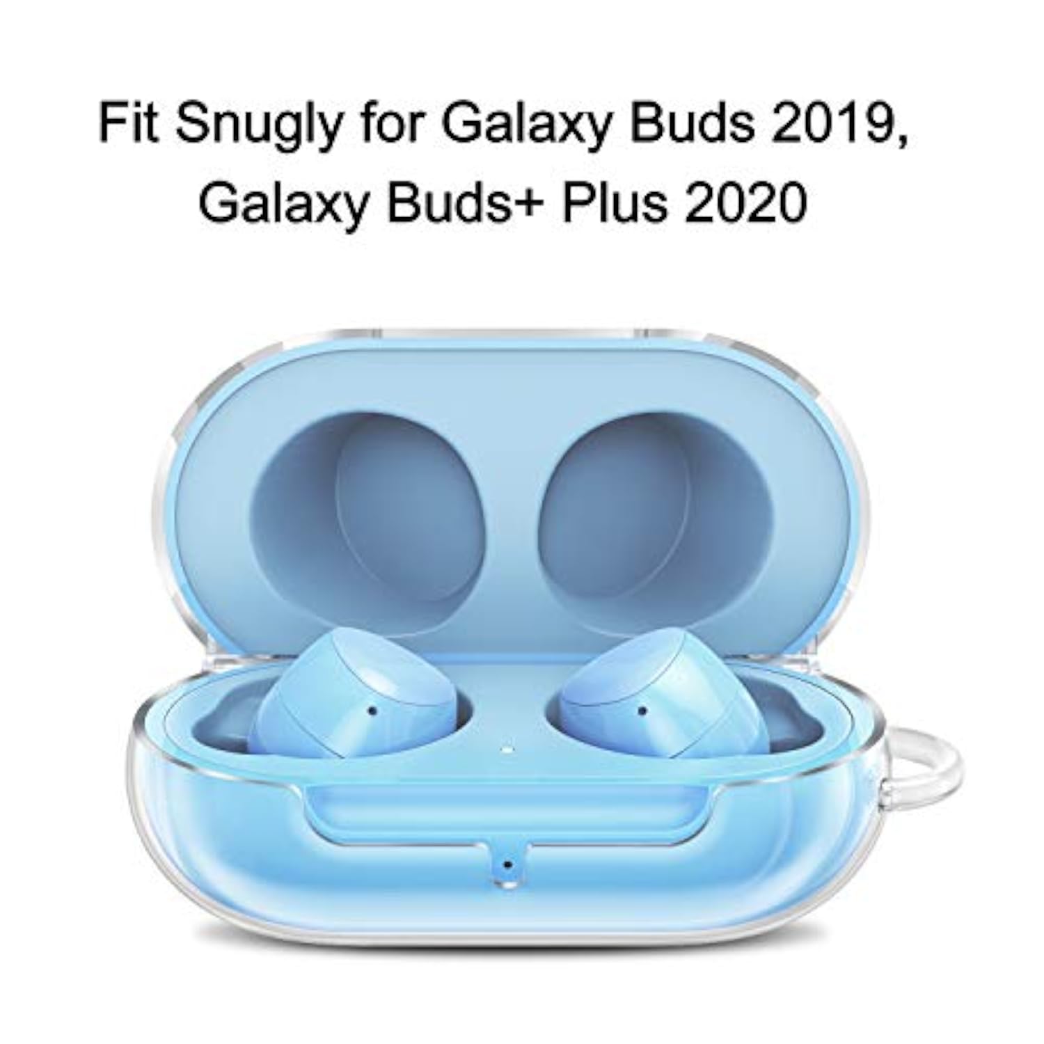 Fintie Clear Case for Samsung Galaxy Buds Plus (2020) and Galaxy Buds (2019) - Protective Hard Polycarbonate Shell with Carabiner