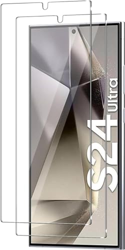 [2 Pack Screen Protector for  Galaxy S24 6.8 Ultra -Inch, HD Clear Tempered Glass Film [100% Fingerprint ID Compatible], Transparent