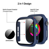 4 Pack Hard Pc Case Compatible With Apple Watch Series 9/8/7 45Mm, Case With Tempered Glass Screen Protector Bubble-Free Cover For Iwatch 9/8/7 Accessories, (Black+Blue+Silver+Clear, 45Mm)