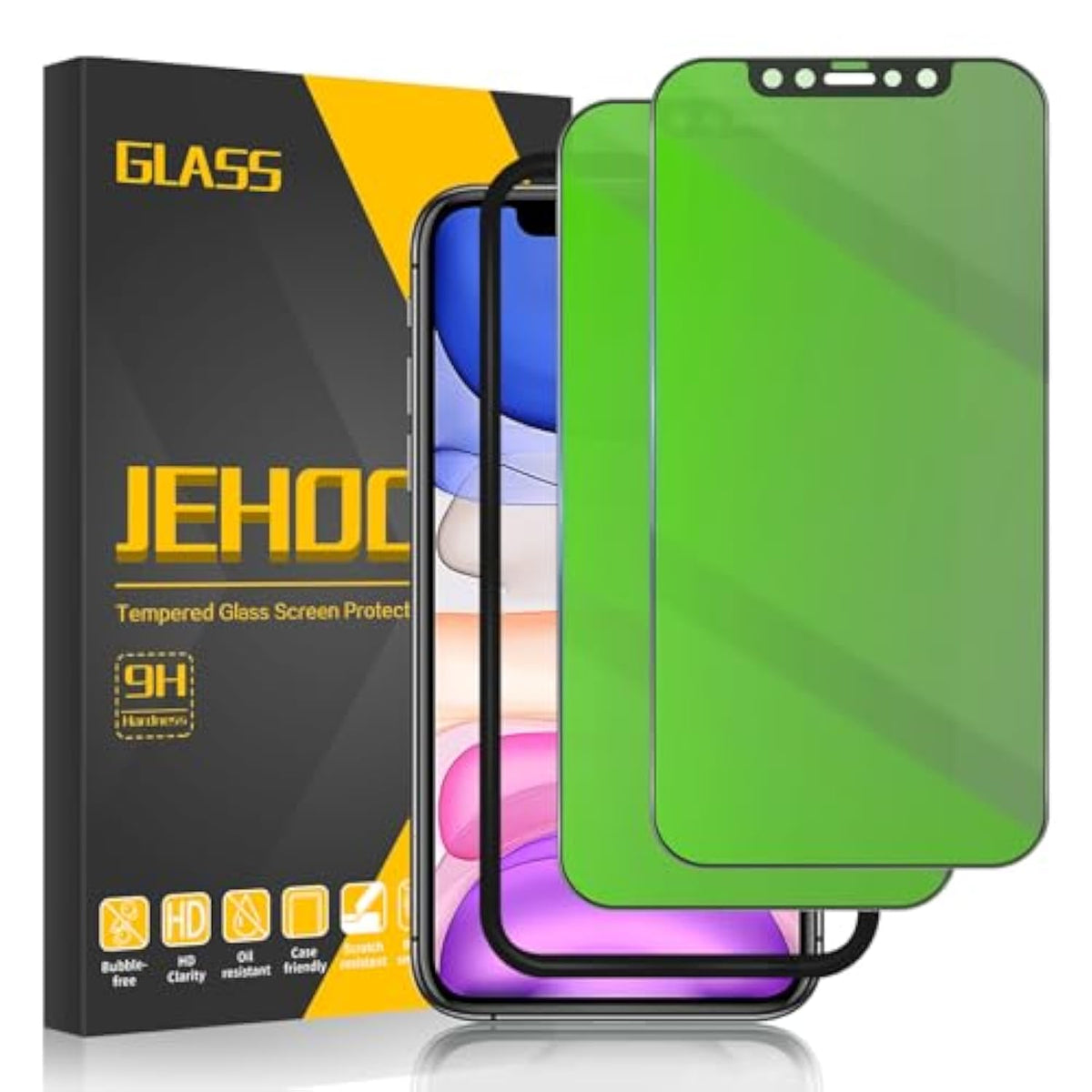 [2 Pack] Compatible With Iphone 11 Privacy Screen Protector Green 6.1-Inch, 9H Anti Spy Green Tempered Glas, Anti Bubble, Easy Installation