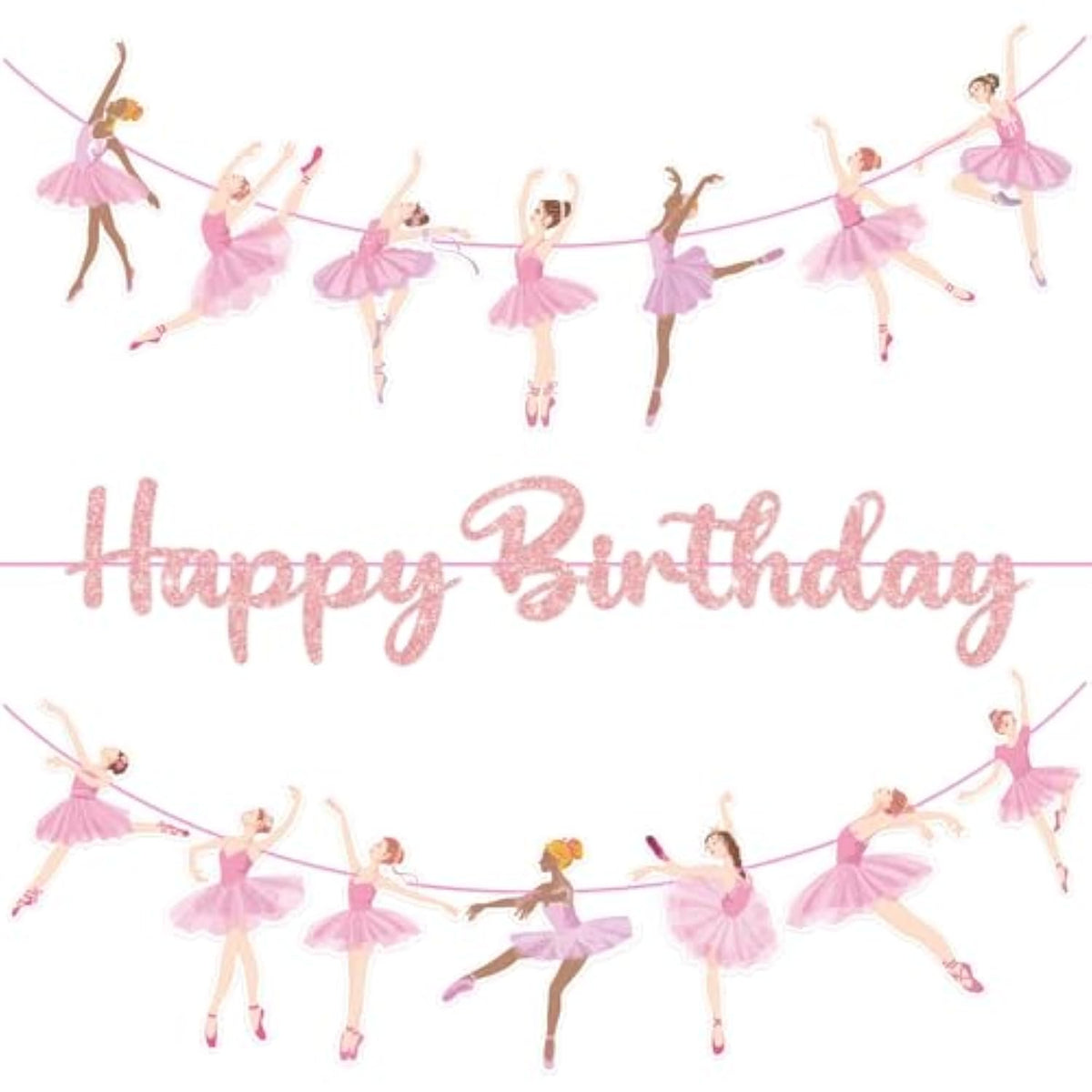 3Pcs Pink Ballerina Birthday Party Banners, Ballet Girls Happy Birthday Decorations Ballet Themed Hanging Banner Decor For Girls Tutu Dance Party Supplies