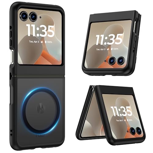 Magnetic For Motorola Razr 2025/2024 Case, Compatible With Magsafe, Military Protection & Ultra Slim Shockproof Protective Cover Translucent Matte Case, Black