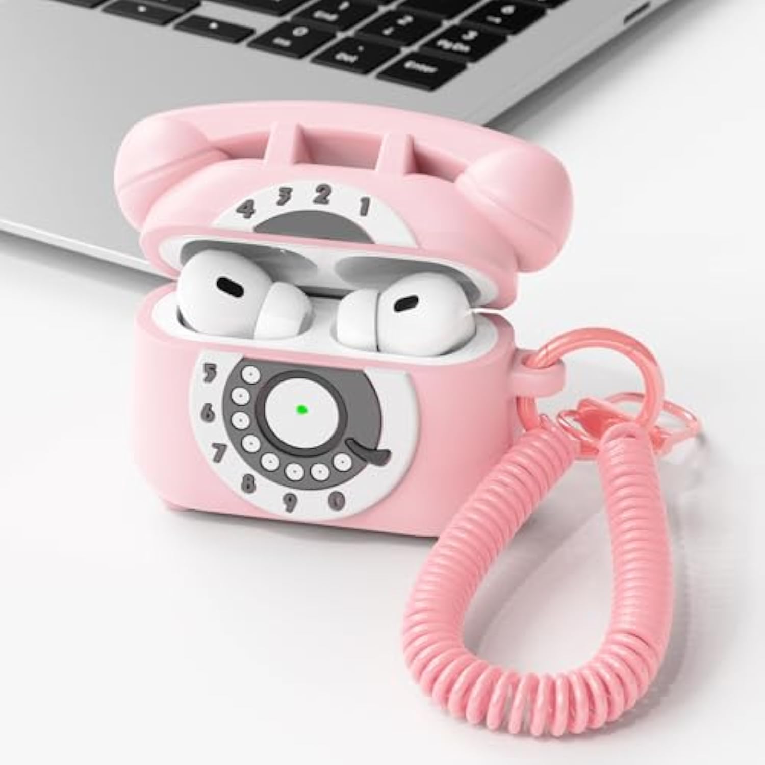 Airpods Pro 2 Case With Cleaner Kit, Retro Phone Design For Airpod Pro 2Th Generation Case Cover, Soft Silicone Shockproof Protective Case For Air Pods 2 Cases Cute (Pink)