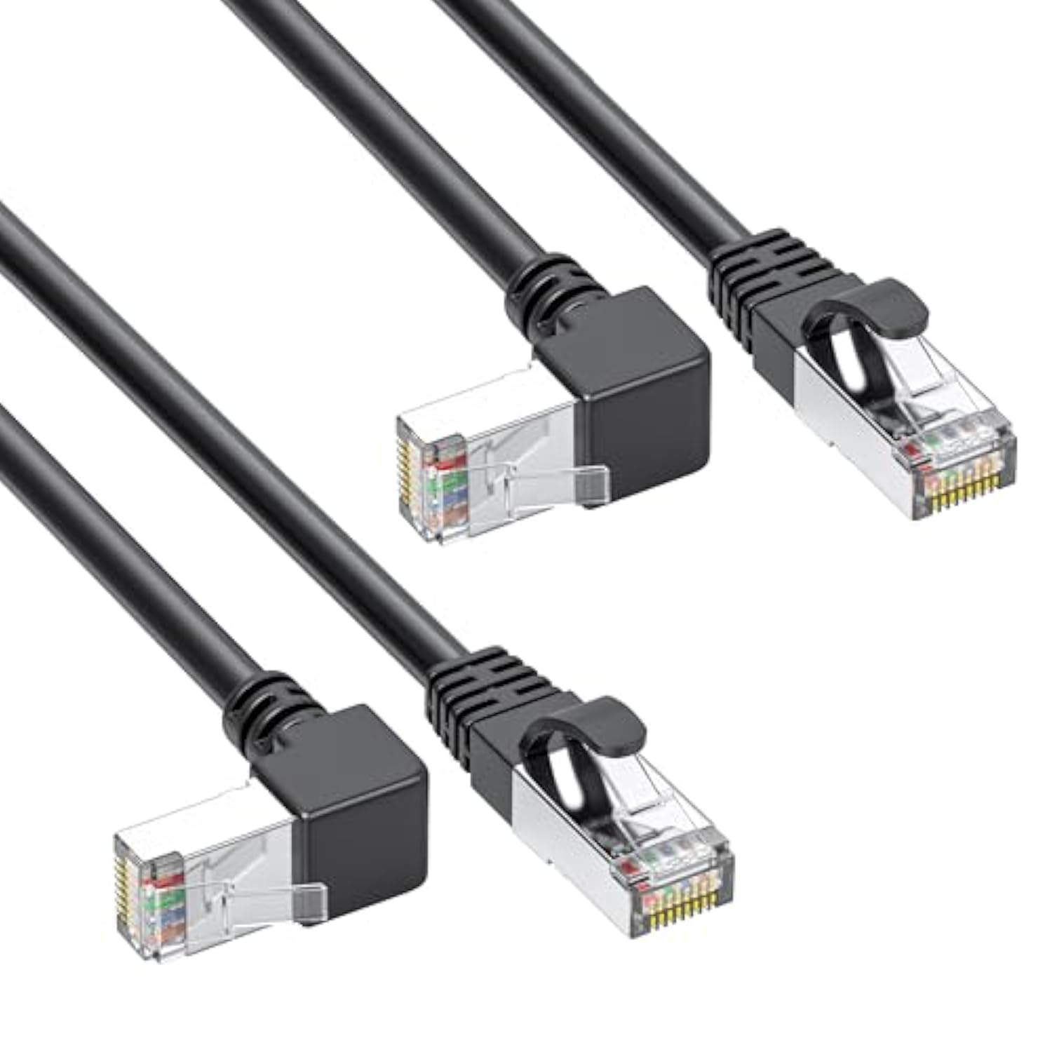 2Pack 90 Degree Cat6A Ethernet Cable Shielded Rightangle Down/Up 3Ft, Cat6 Net