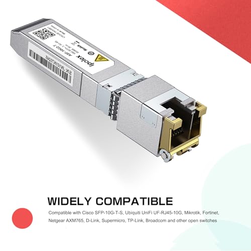 Sfp+ To Rj45 10Gb Module, Support 1G/2.5G/5G/10Gbase-T Rj45 Sfp+ Module, Compatible For Cisco Sfp-10G-T, Ubiquiti Uacc-Cm-Rj45-Mg, Mikrotik, Netgear, Tp-Link, D-Link And More, Up To 30 Meters