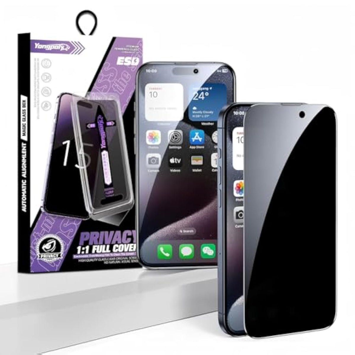 For Privacy Screen Protector 28°Anti Spy 9H+ Hardness Tempered Glass For Iphone Full Coverage Screen Protector Easy Installation (Iphone 16Promax)