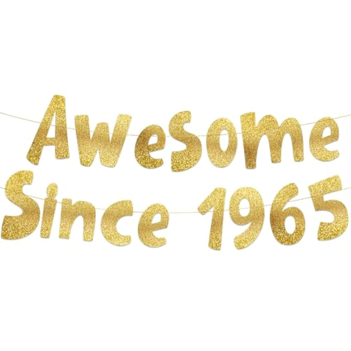 Awesome Since 1965 Gold Glitter Banner - 60Th Birthday And Anniversary Party Decorations