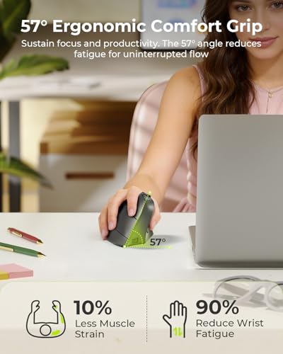 Ergonomic Mouse Wireless, Mou-302 Bluetooth Vertical Mouse Rechargeable, Optical Mice With 1000/1600/2400 Dpi, Volume Knob, 3 Multi-Device Connectivity For Computer/Pc/Laptop/Mac, Blue