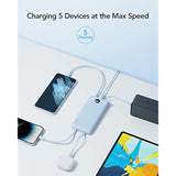 10000Mah Power Bank Built-In Cables, Portable Charger With Led Display, Slim Travel Battery Pack With Cords, 5 Output Dual Input Phone Charger For Cell Phone Smart Devcies-Blue(1 Pack)