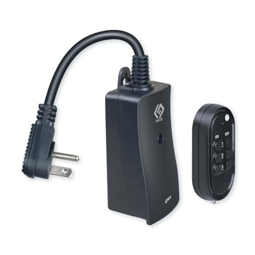 Outdoor 3 Pack Outlets With Wireless Remote Control, 0.5Ft Power Cord, Black.