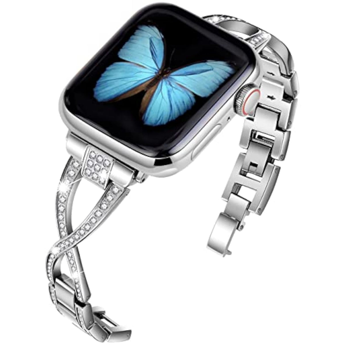 Bands For Apple Watch 38Mm 40Mm 41Mm 42Mm(Series10) Women Series 10 9 8 7 6 5 4 Se Iwatch Band Bling Metal Bracelet Dressy Fancy Cute Strap Silver