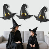 6pcs Witch Hat Balloons Black Foil Halloween Party Decorations for Kids Supplies