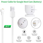 2Pack Power Cable Compatible With Google Nest Cam Outdoor (Battery), 30Ft/9.1M Weatherproof Outdoor Power Cord Continuously Charging Your Nest Camera (White)