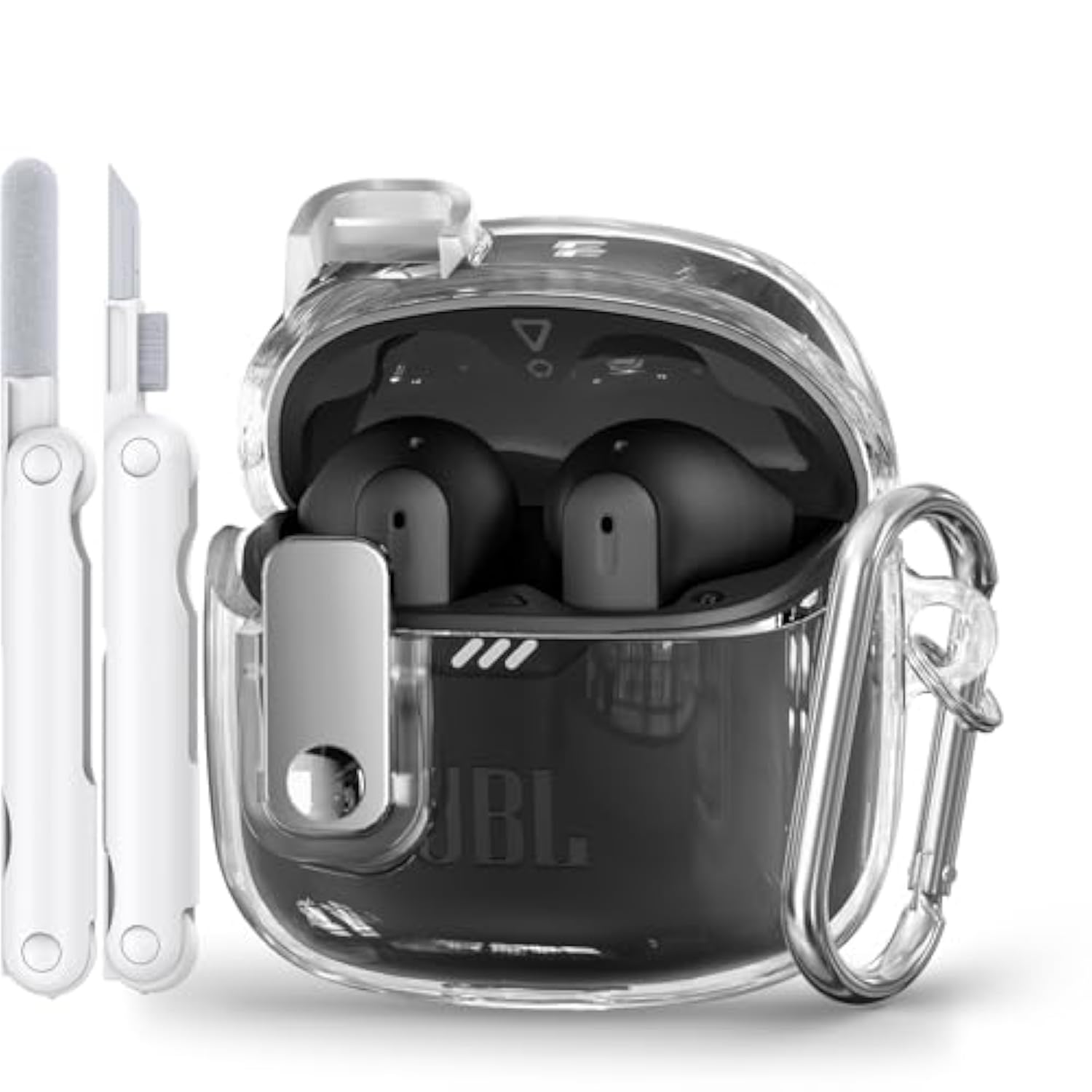 With Lock Case Compatible With Jbl Tune Flex Earbuds,With Cleaner Kit,Tpu Clear Jbl Tune Flex Case For Men Women With Keychain(Clear)