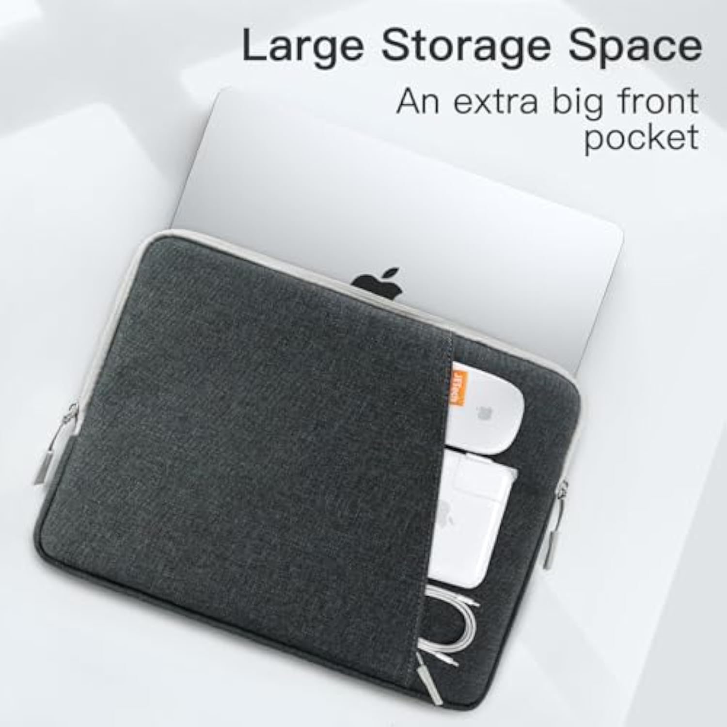 JETech Laptop Sleeve for 14-Inch MacBook Air/Pro, MacBook Pro M4 / M3 / M2 / M1 2021-2024, Waterproof Bag Case with Pocket, Compatible with 14 Inch Notebook (Dark Grey)