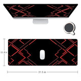 Large Mouse Pad Gaming, Black Extended Mousepad With Stitched Edges, Non-Slip Rubber Base Keyboard Mouse Mat Desk Pad For Work, Game, Office, Home, 31.5 X 11.8 In, Red Ray