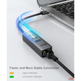 USB 3.0 to Ethernet Adapter, uni [High-Speed Gigabit] Network Hub, 4-in-1 Mult