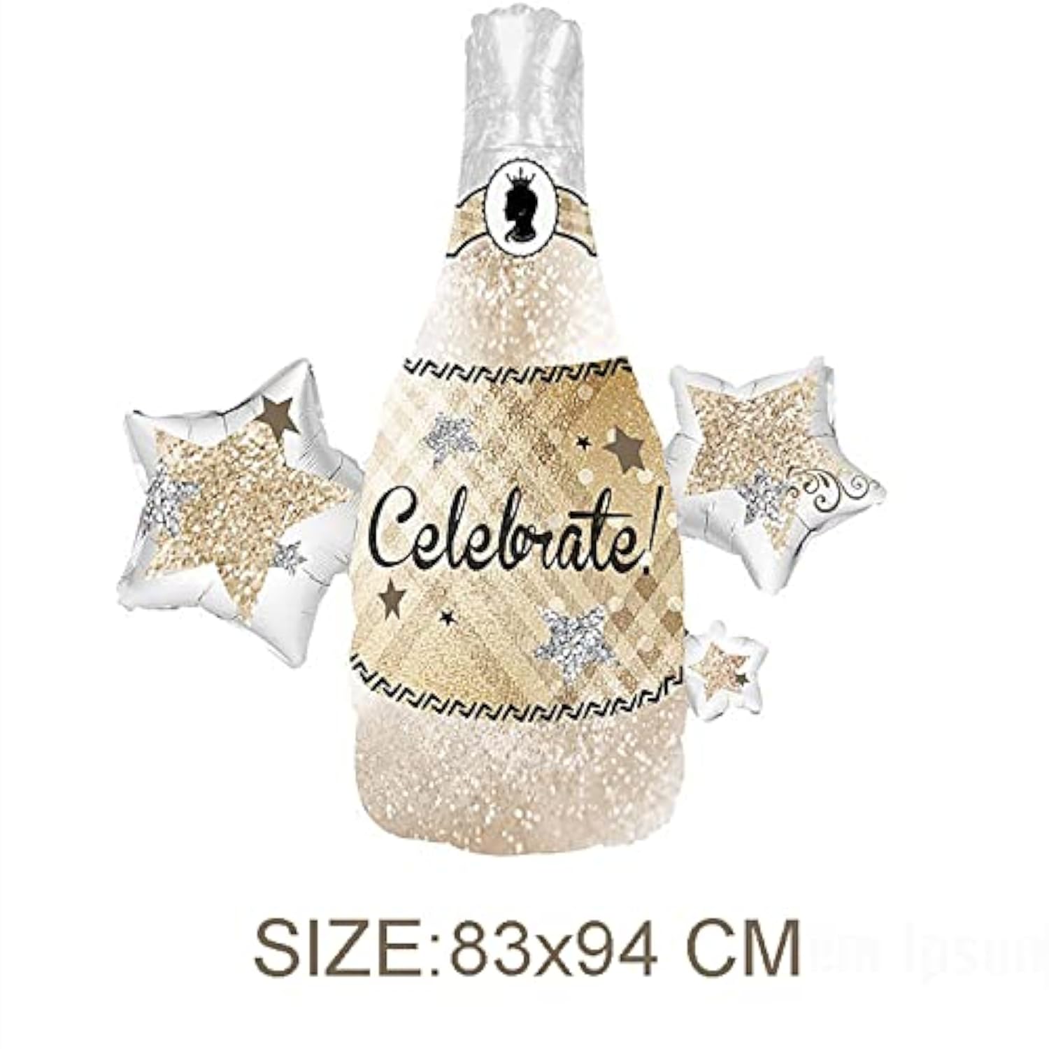 2Pcs Celebrate Champagne Balloons, Big Size Champagne Stars Glitter Aluminum Foil Balloons For Birthday Bachelor Wedding Graduation Party, 83X94 Cm