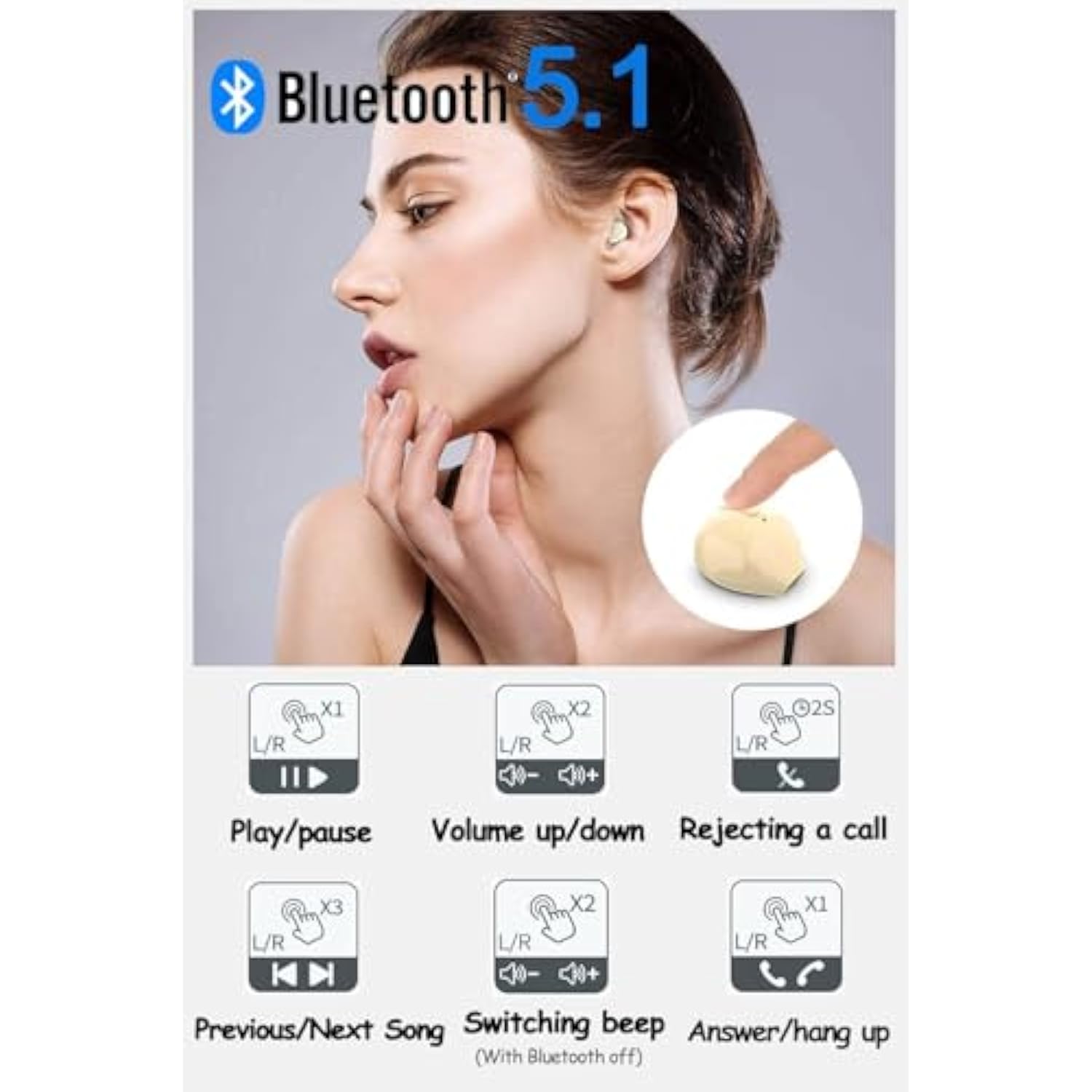 Invisible Earbuds Small Mini Wireless Bluetooth Earpiece Phone Discreet Earbud